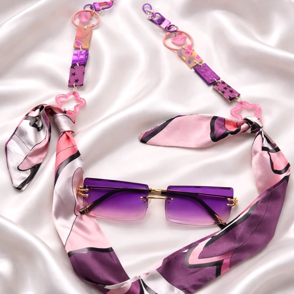 Risa - Pink Iridescent Scarf Eyewear Chain - Shop Moxxc