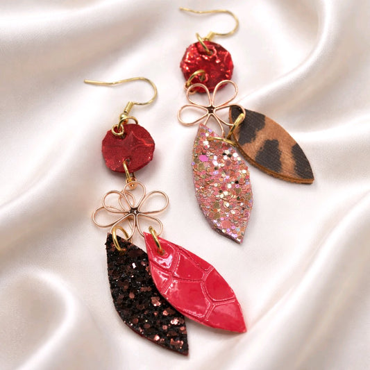 Jill - 3 Layered Red Animal Print Chunky Necklace - Shop Moxxc