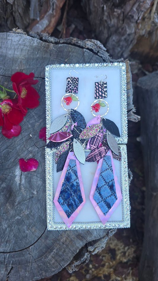 Pearl - Purple Teardrop Chandelier Earrings - Shop Moxxc