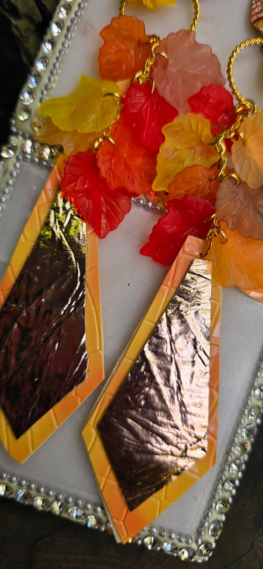 Autumn - Fall Colorful Multicolored Teardrop Earrings - Shop Moxxc