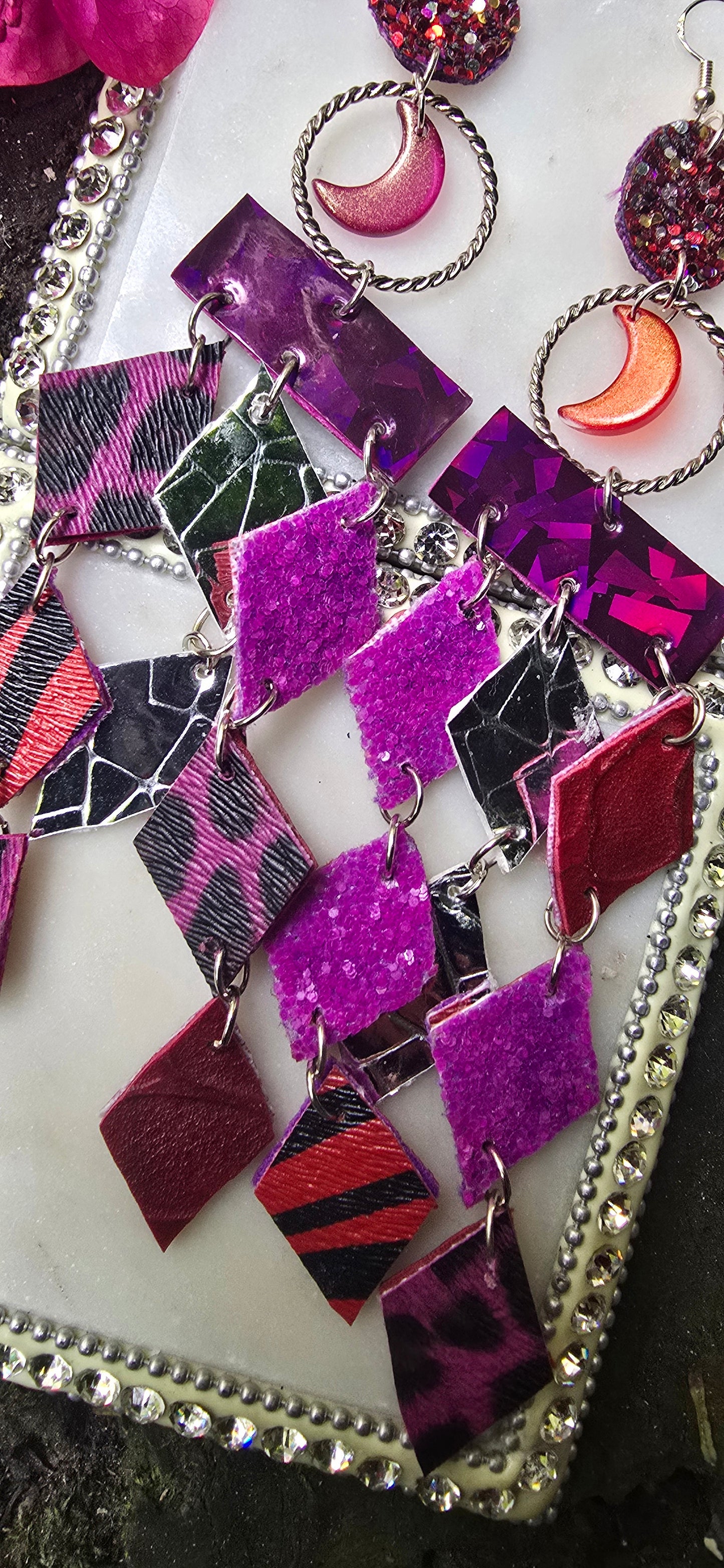 Gabi - Purple Diamond Chandelier Earrings - Shop Moxxc