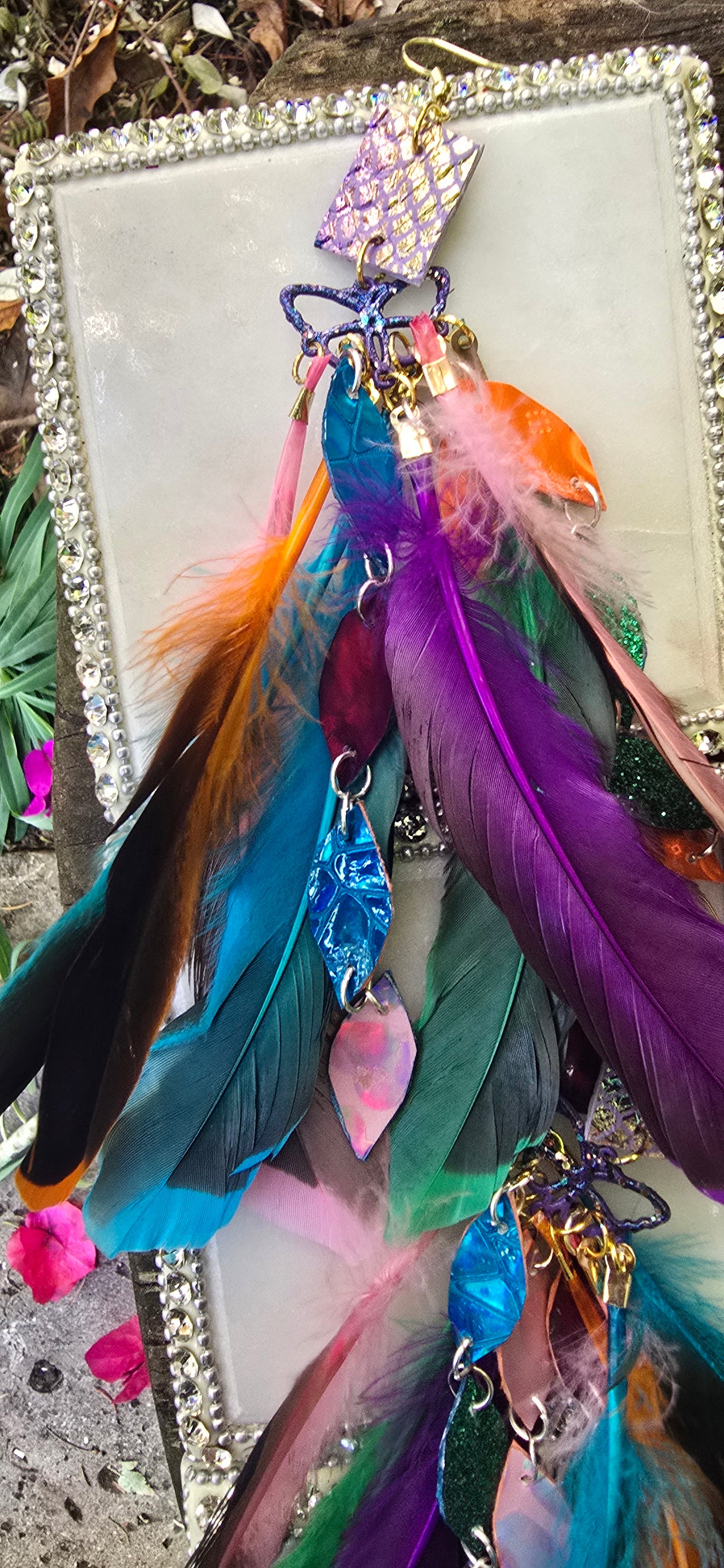 Kayla - Multicolored Butterfly Feather Earrings - Shop Moxxc
