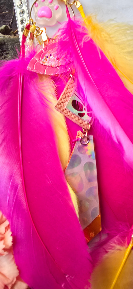 Gina - Bright Fun Butterfly Feather Earrings - Shop Moxxc