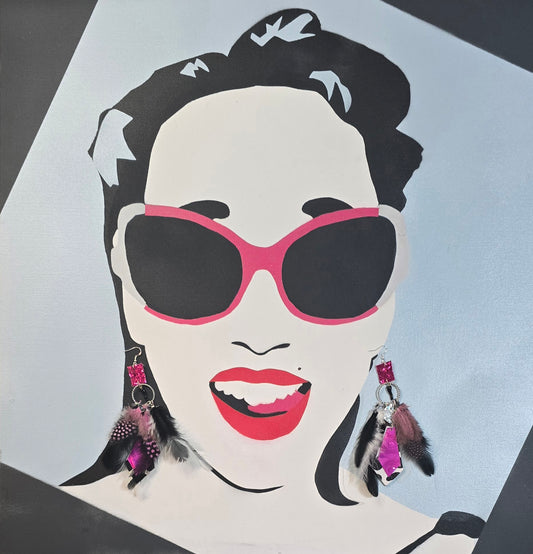 Grace - Pink Festival Feather Earrings - Shop Moxxc