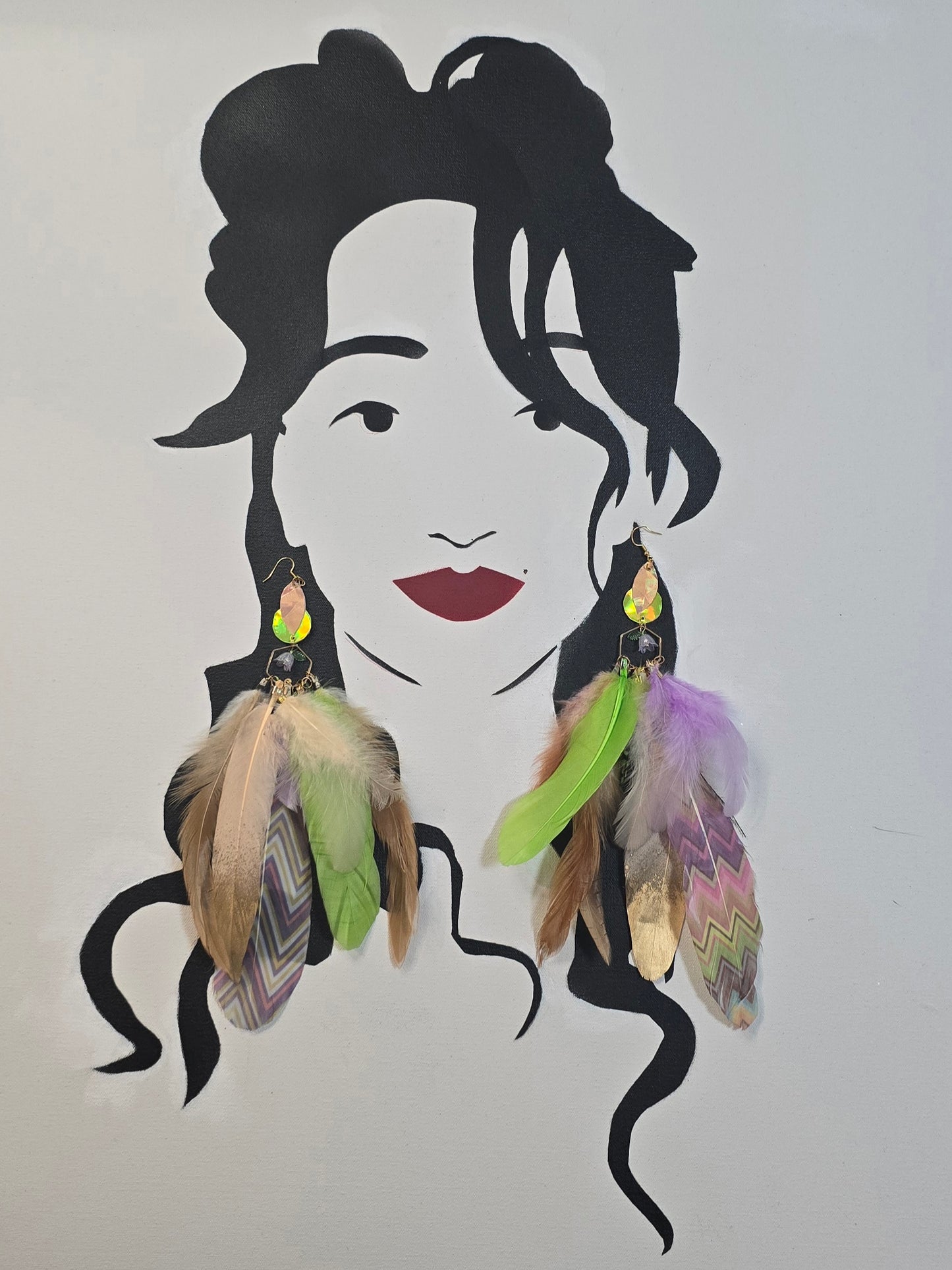 Colette - Pastel Boho Feather Earrings - Shop Moxxc