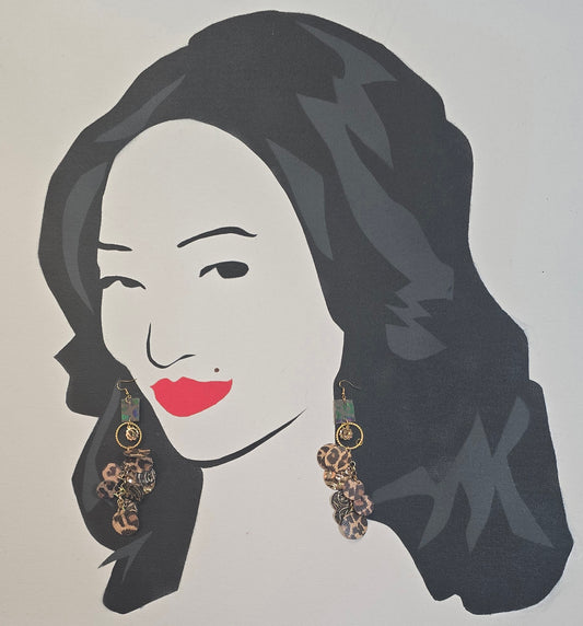 Misty - Brown Animal Print Round Dangle Ear - Shop Moxxc