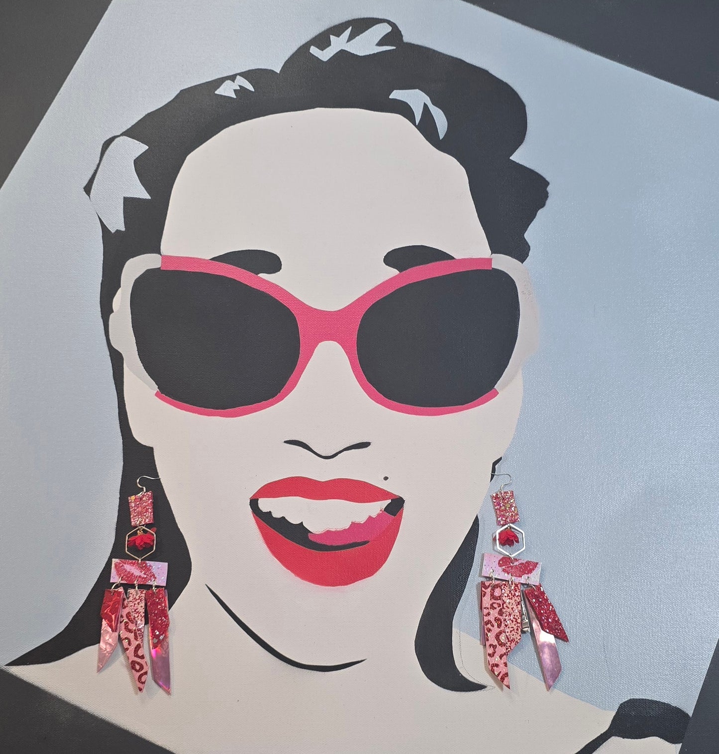 Alana - Red Pink Lip Fringe Earrings - Shop Moxxc