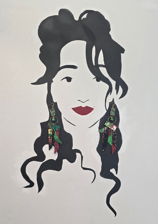 Daniela - Red Green Fringe Earrings - Shop Moxxc