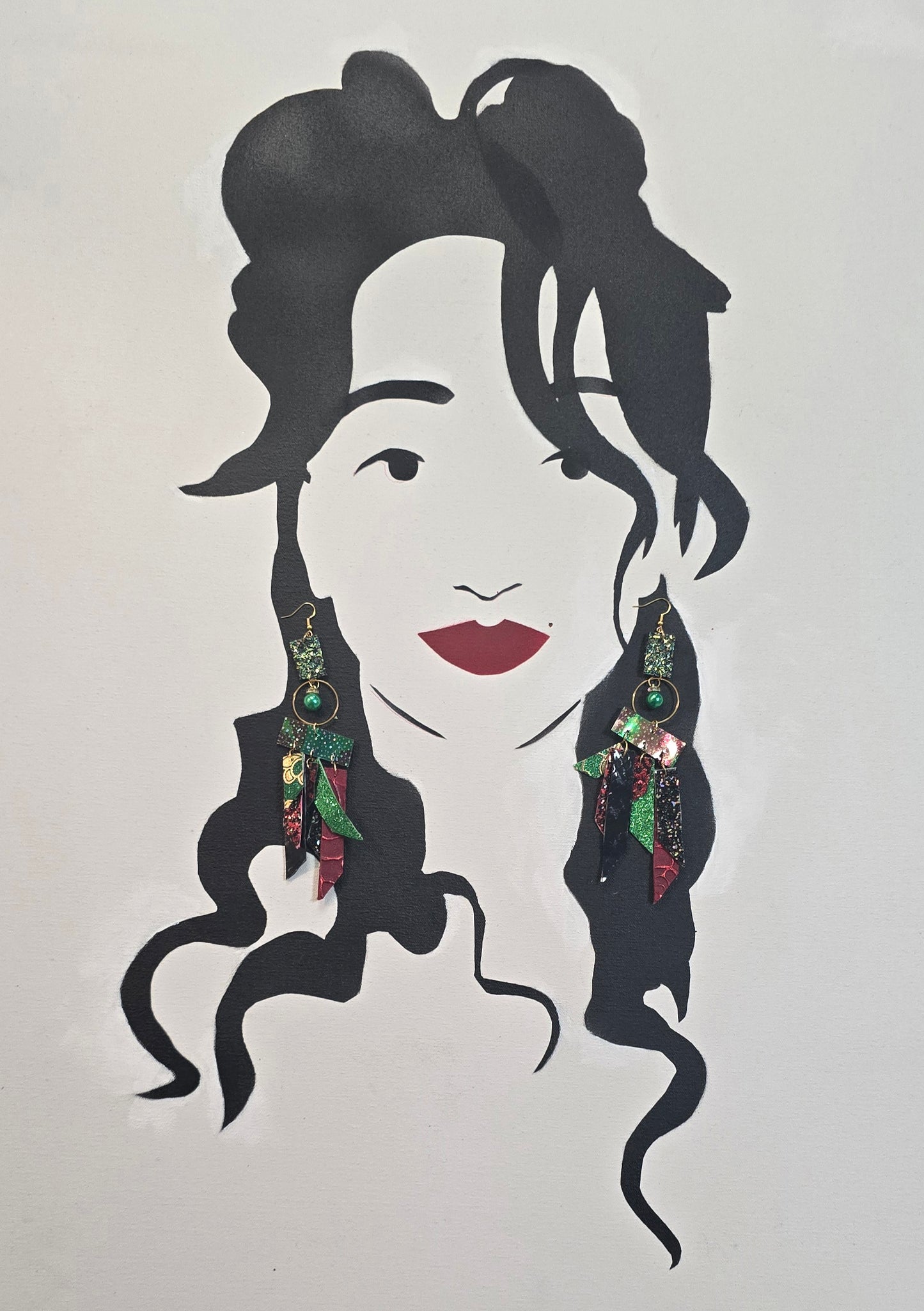 Daniela - Red Green Fringe Earrings - Shop Moxxc