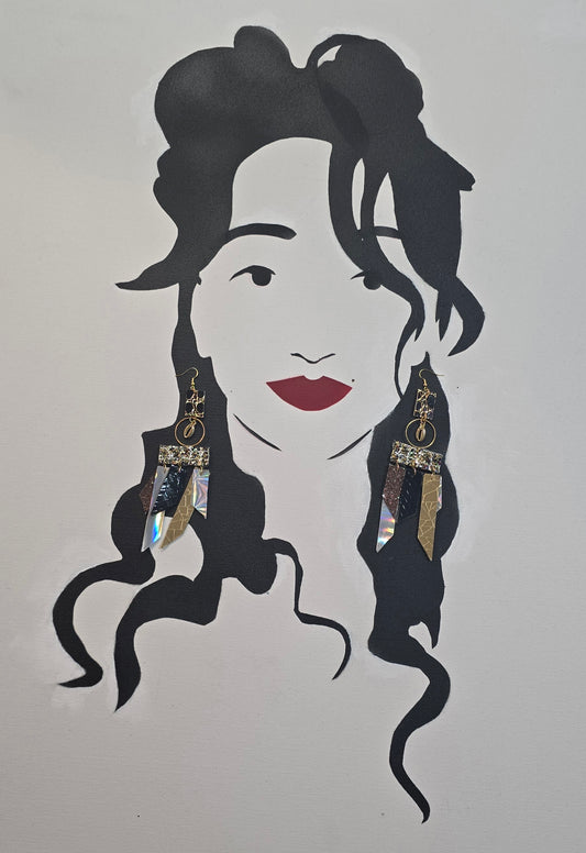 Morgan - Neutral Shimmery Fringe Earrings - Shop Moxxc