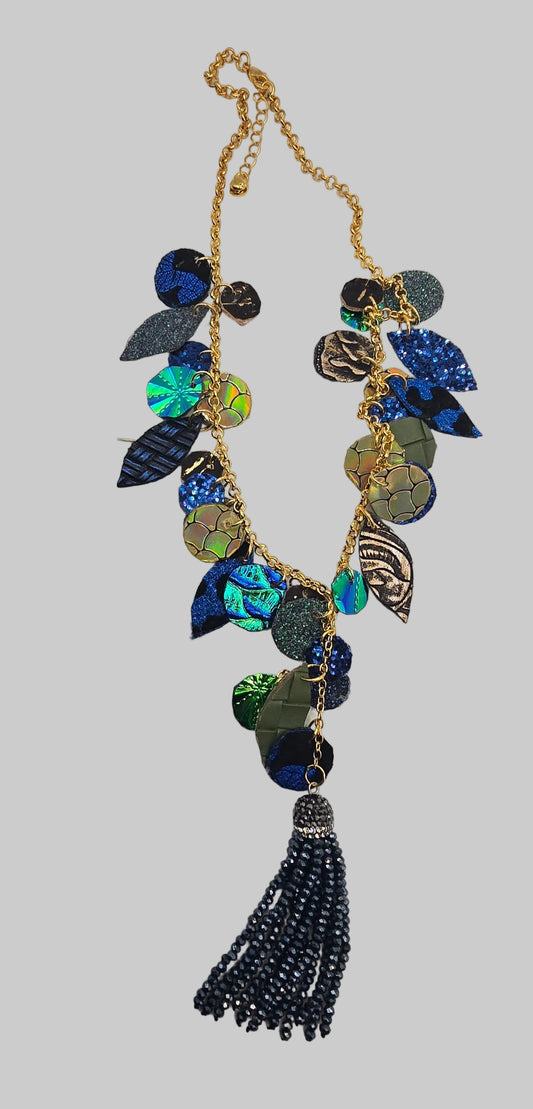 Skye - Blue Boho Multicolored Necklace - Shop Moxxc