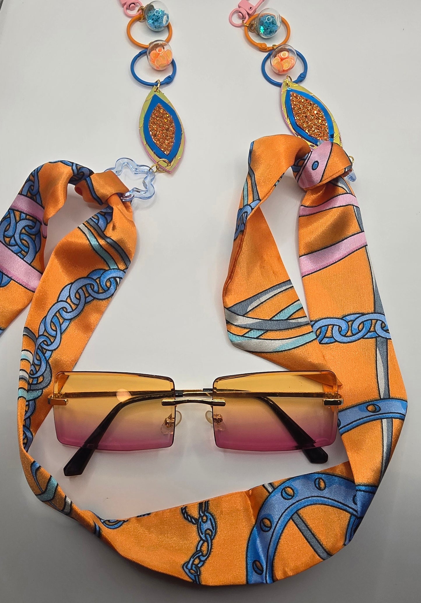 Amy - Orange Scarf Eyewear Chain - Shop Moxxc
