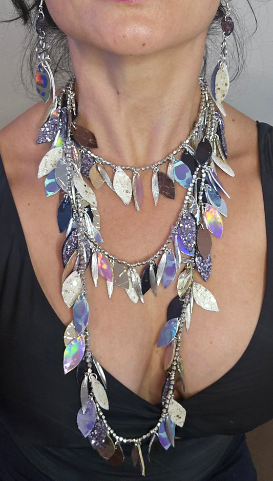 Christine - Multicolored Long Layered Statement Necklace - Shop Moxxc