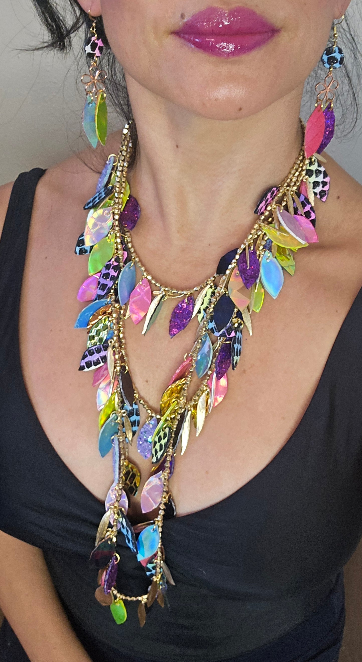 Natalia - Multicolored Animal Print Layered Necklace - Shop Moxxc