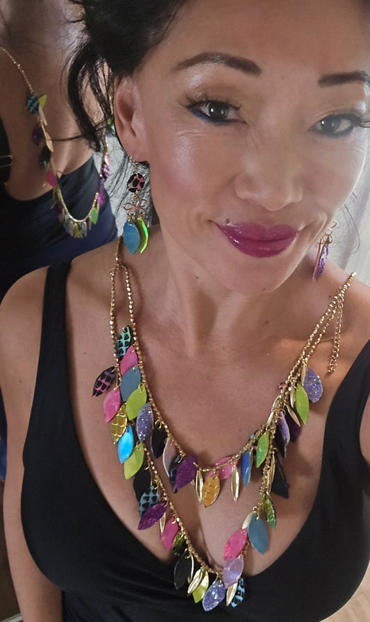 Natalia - Multicolored Animal Print 3 Layered Necklace - Shop Moxxc