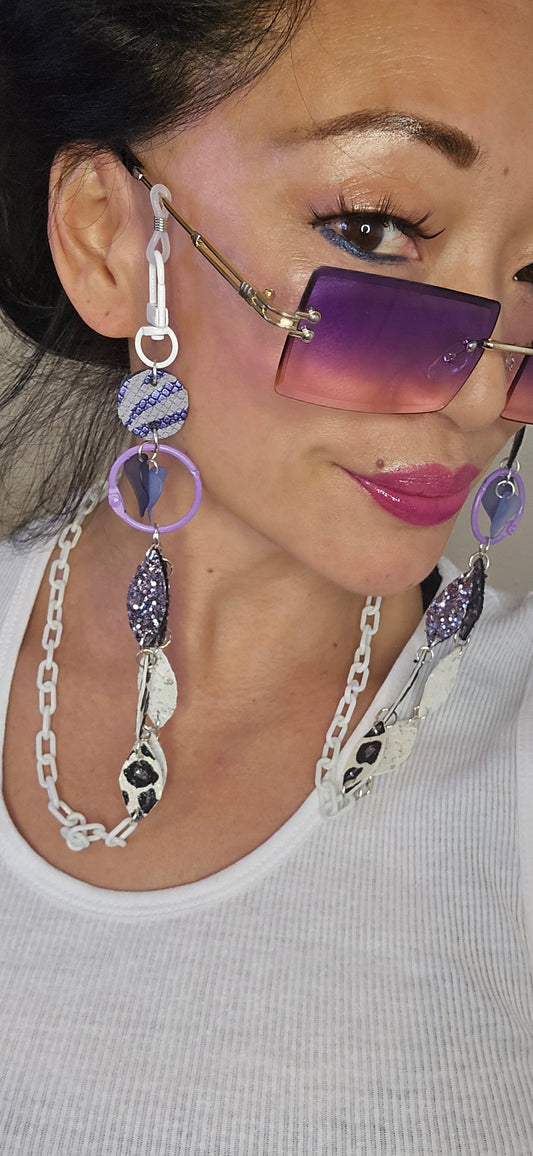 Linda - White Animal Print Eyewear Chain - Shop Moxxc