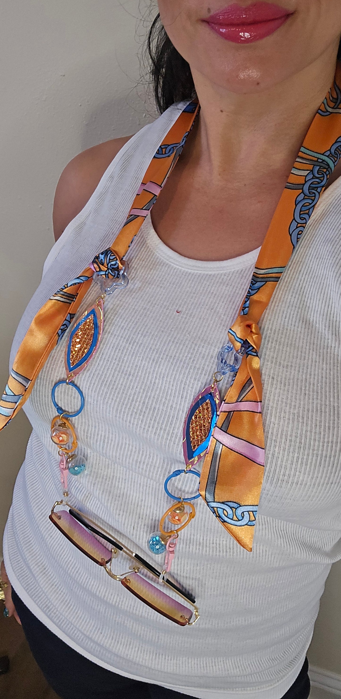 Amy - Orange Scarf Eyewear Chain - Shop Moxxc