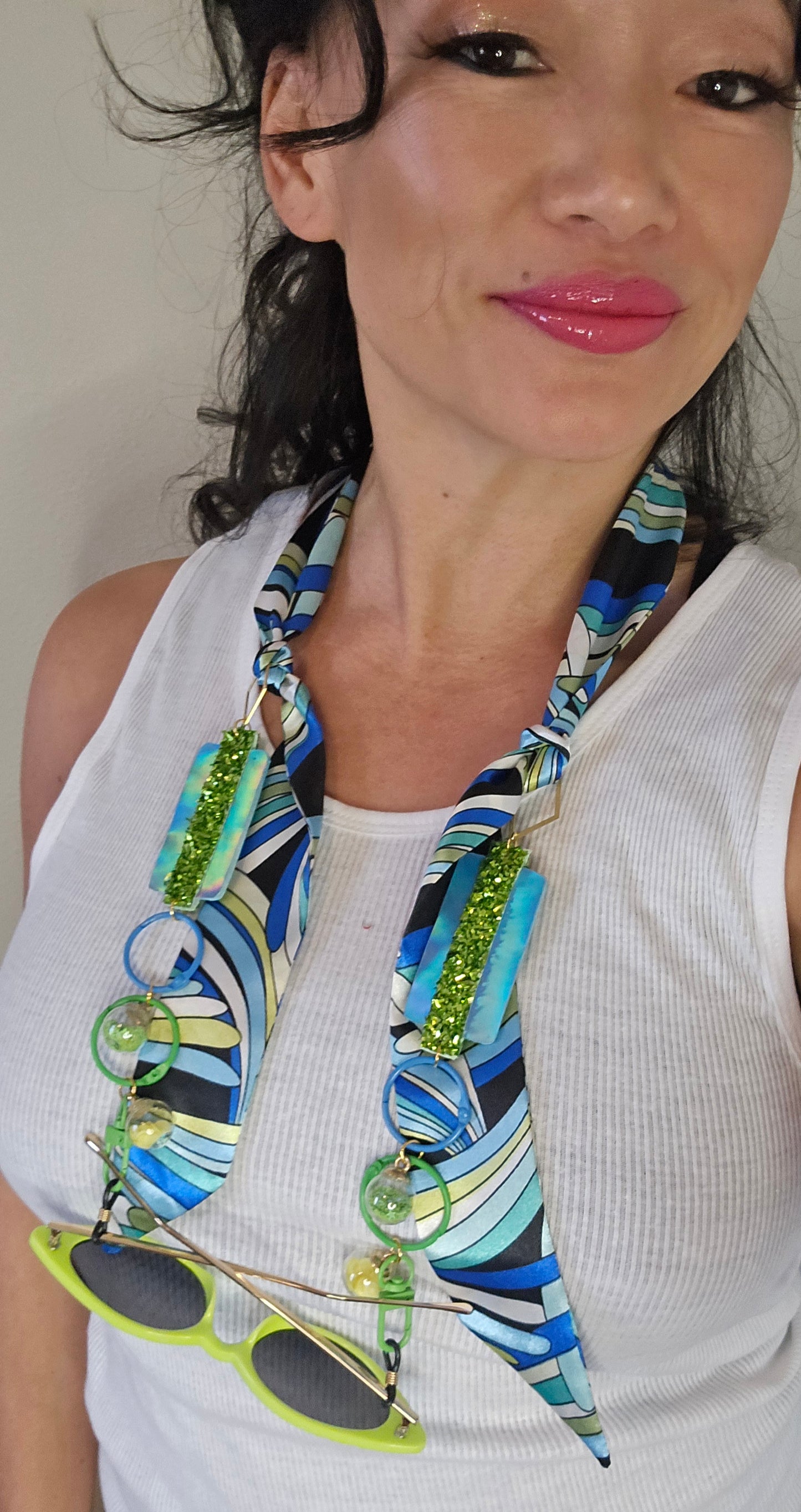 Stephanie - Blue Scarf Eyewear Chains - Shop Moxxc