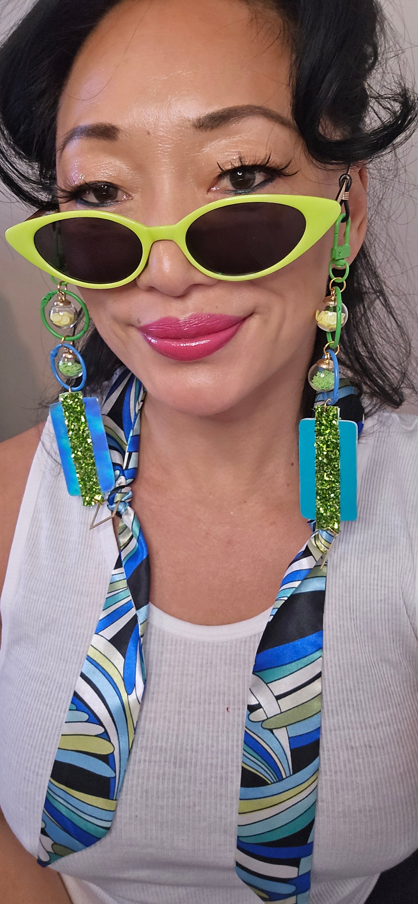 Stephanie - Blue Scarf Eyewear Chains - Shop Moxxc