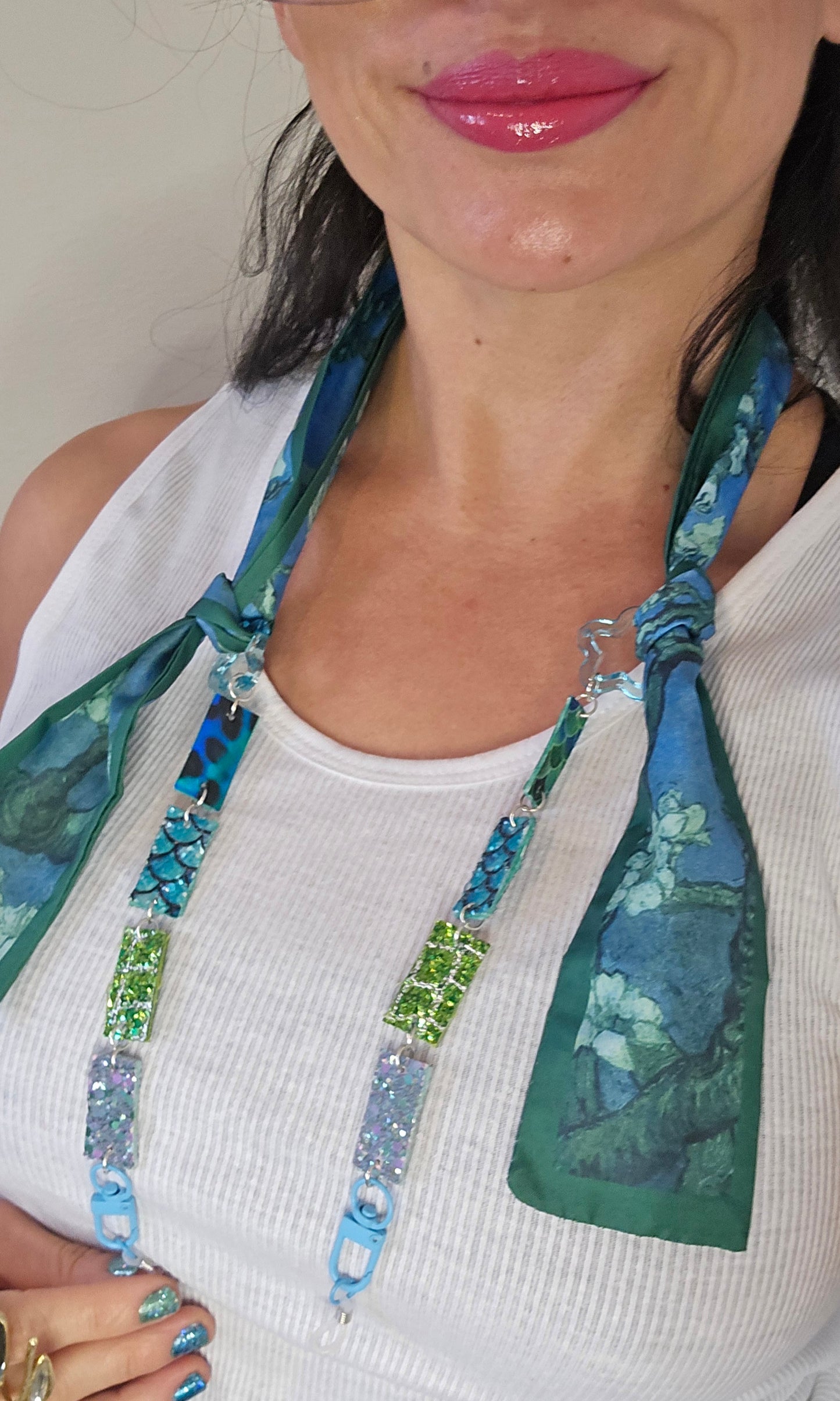 Kara - Blue Scarf Eyewear Chains - Shop Moxxc
