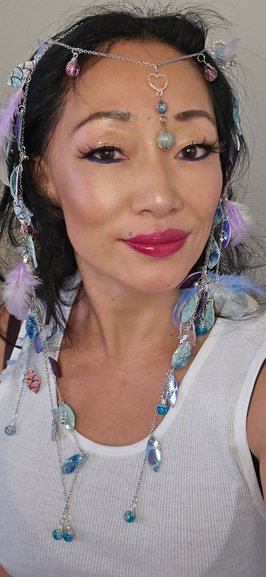 Rochelle - Pastel Feather Hair Jewelry Headpiece - Shop Moxxc