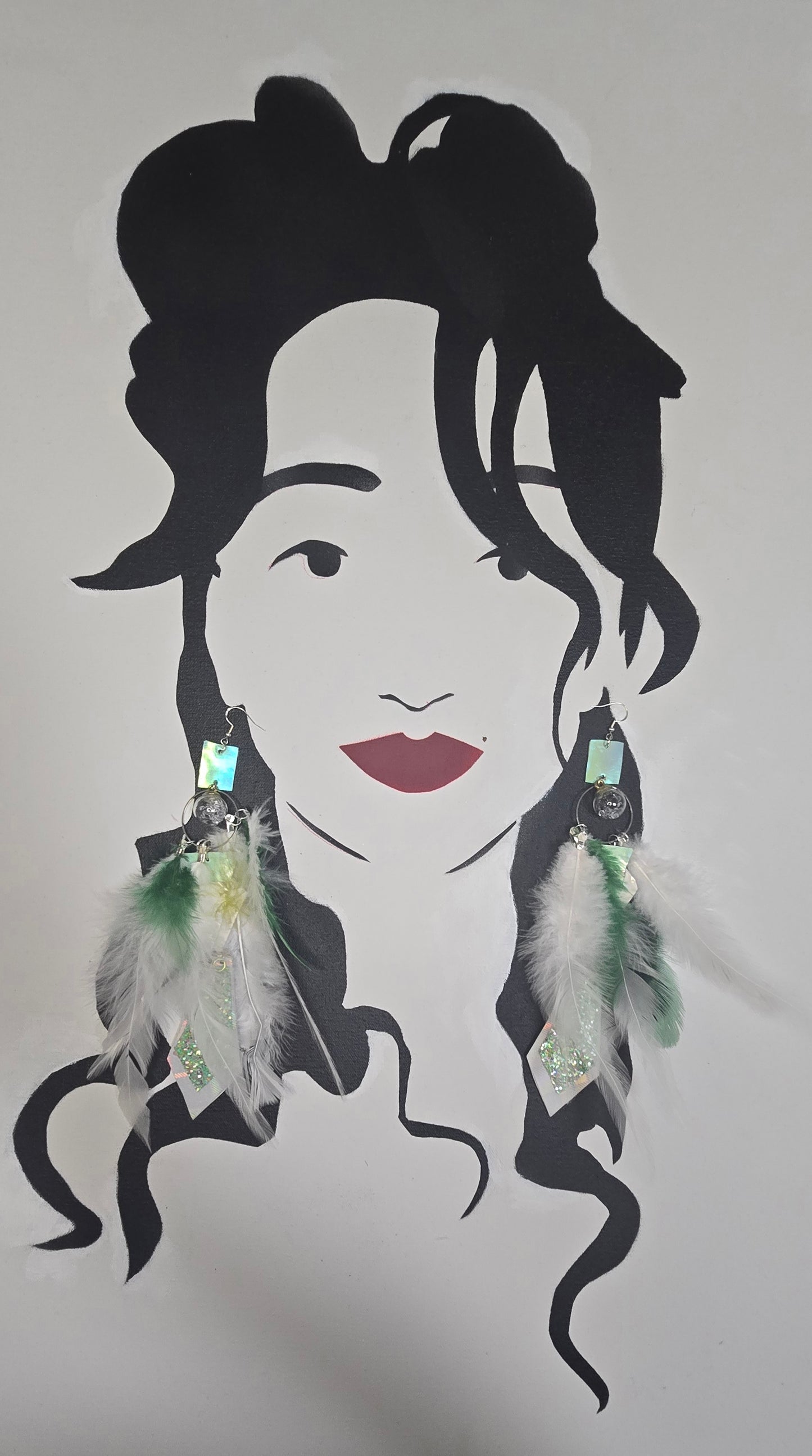 Aja - White Boho Feather Earrings - Shop Moxxc