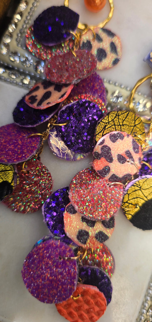 Victoria - Purple Orange Round Dangle Earrings - Shop Moxxc