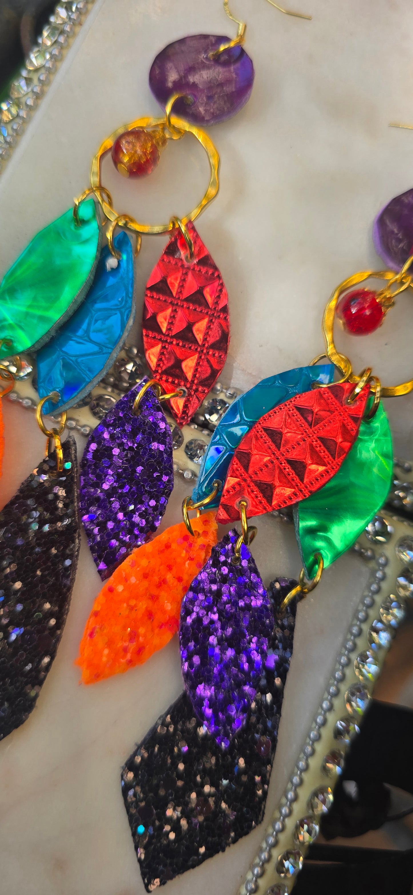 Katherine - Multicolored Geometric Chandelier Dangle Earrings - Shop Moxxc