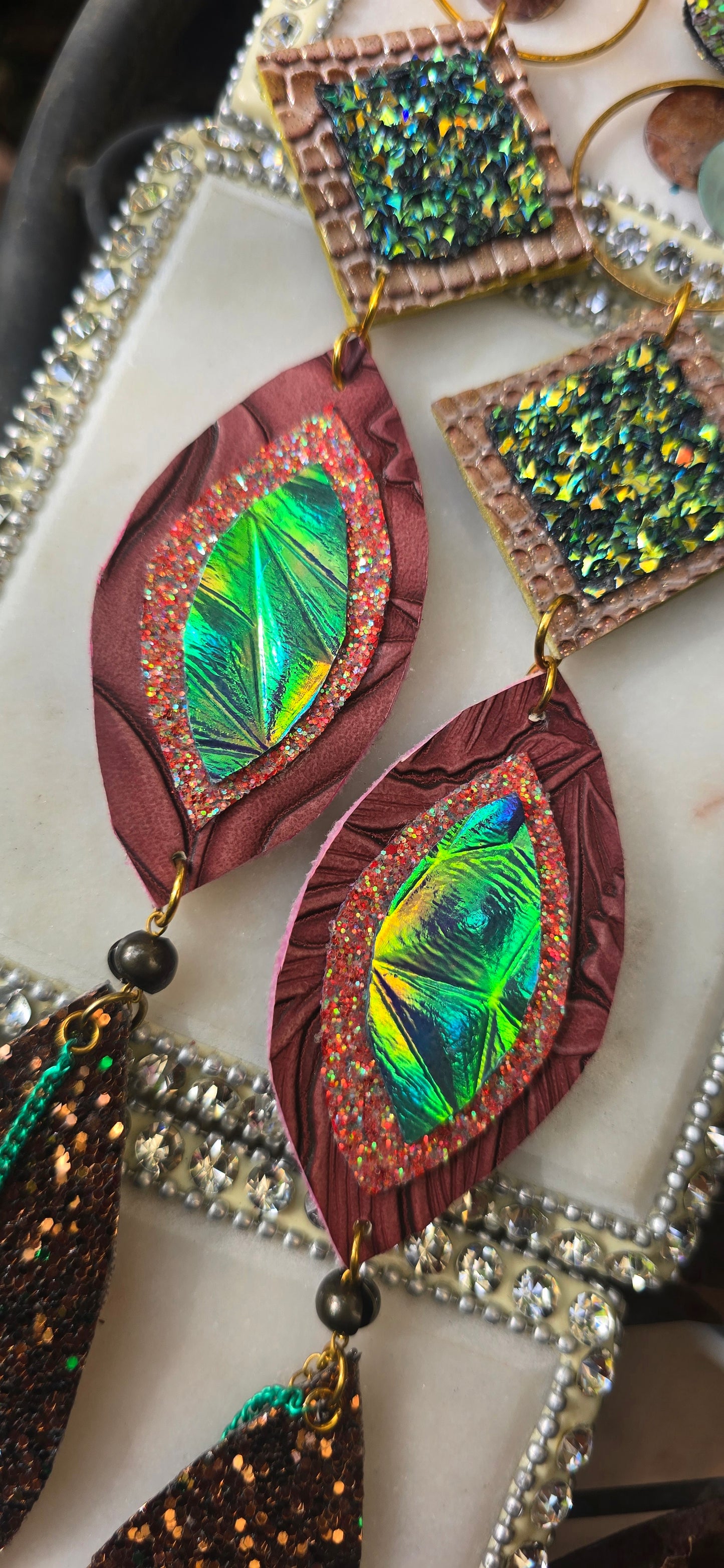 Rebekah - Sparkly Neutral Boho Long Dangle Earrings - Shop Moxxc