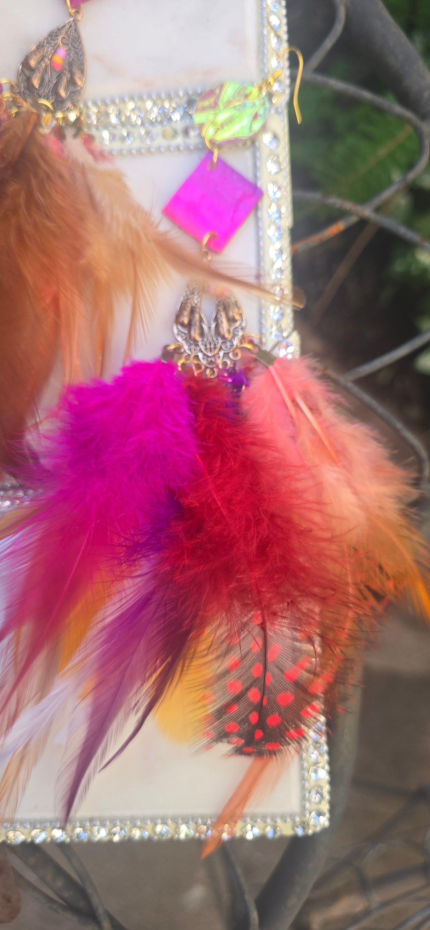 Lana - Hot Pink Festival Feather Earrings - Shop Moxxc