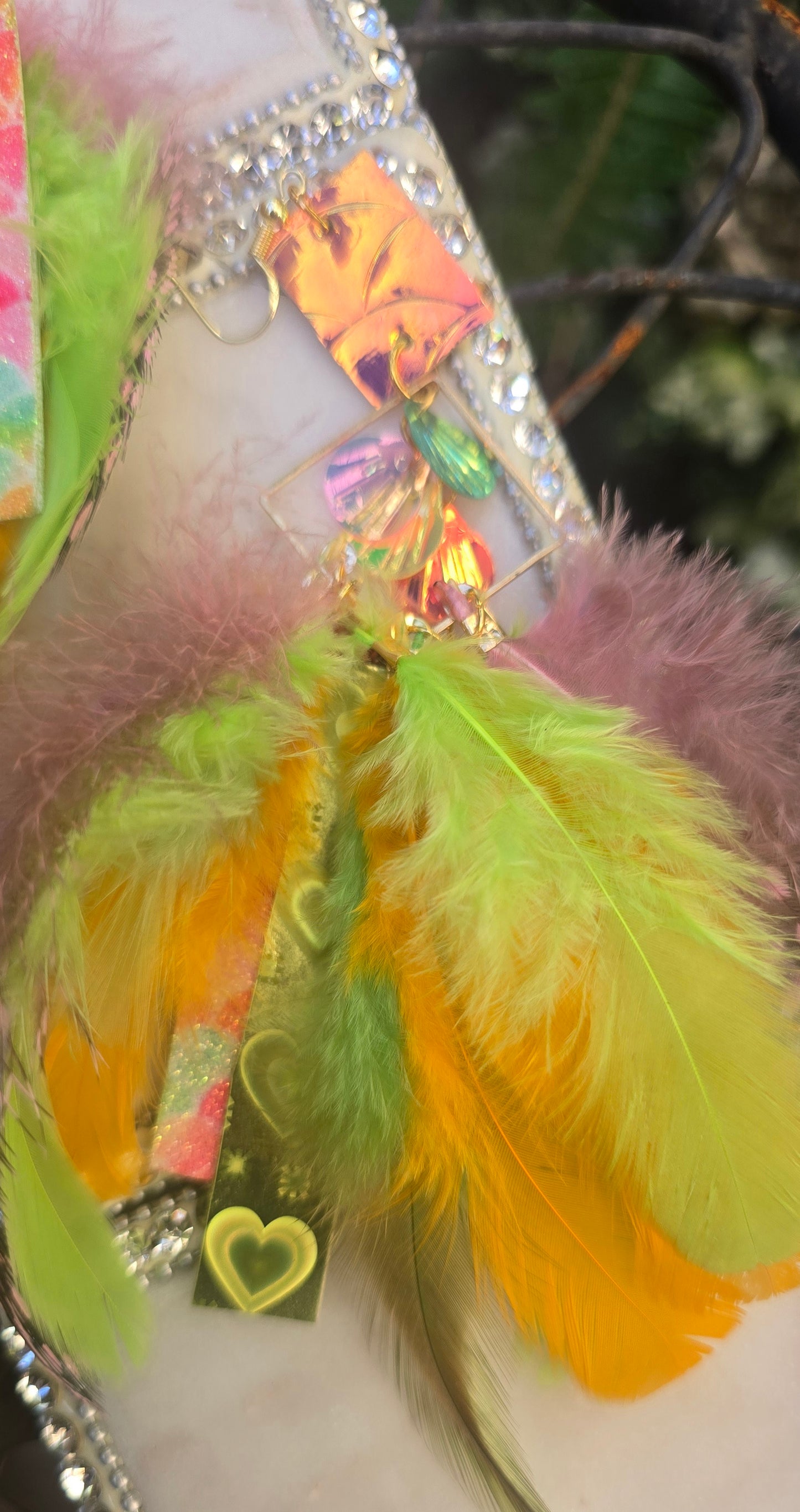 Nadine - Bright Neon Feather Earrings - Shop Moxxc