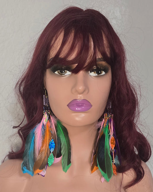 Kayla - Multicolored Butterfly Feather Earrings - Shop Moxxc