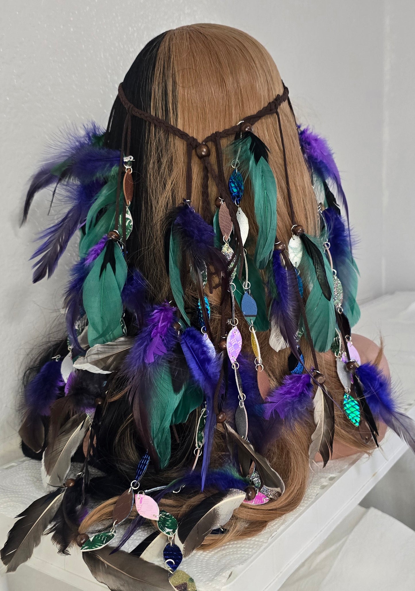 Courtney - Purple Long Feather Hair Jewelry Headpiece - Shop Moxxc