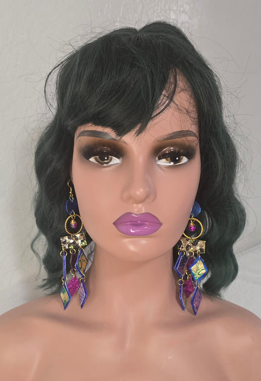 Karen - Multicolored Blue Diamond Chandelier Earrings - Shop Moxxc