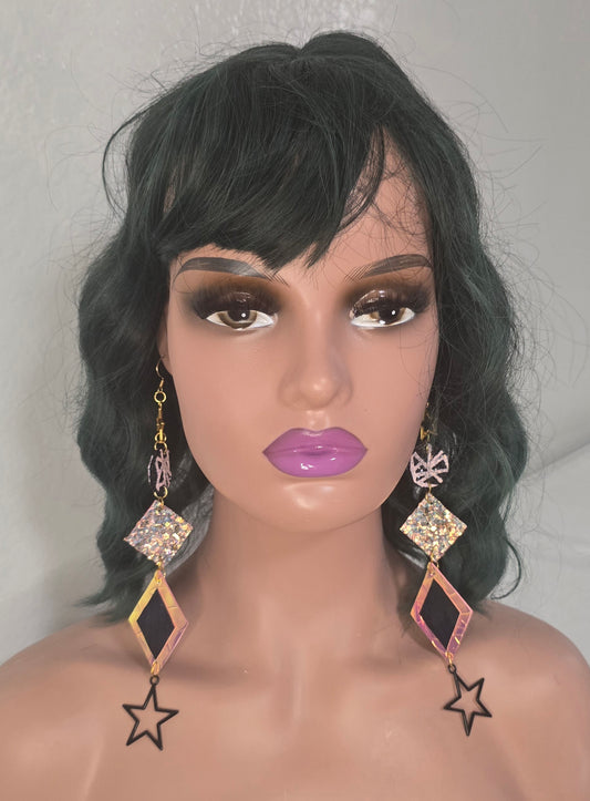 Kelly - Pink Star Ling Dangle Earrings - Shop Moxxc