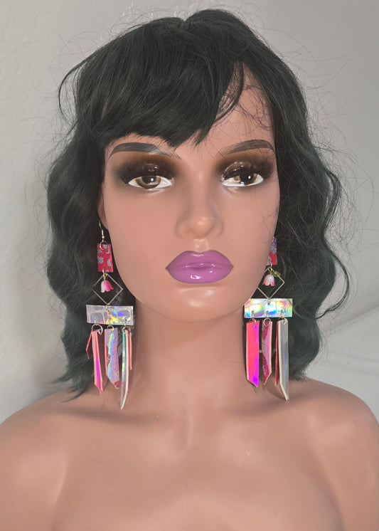 Valarie - Red Pink Fringe Earrings - Shop Moxxc