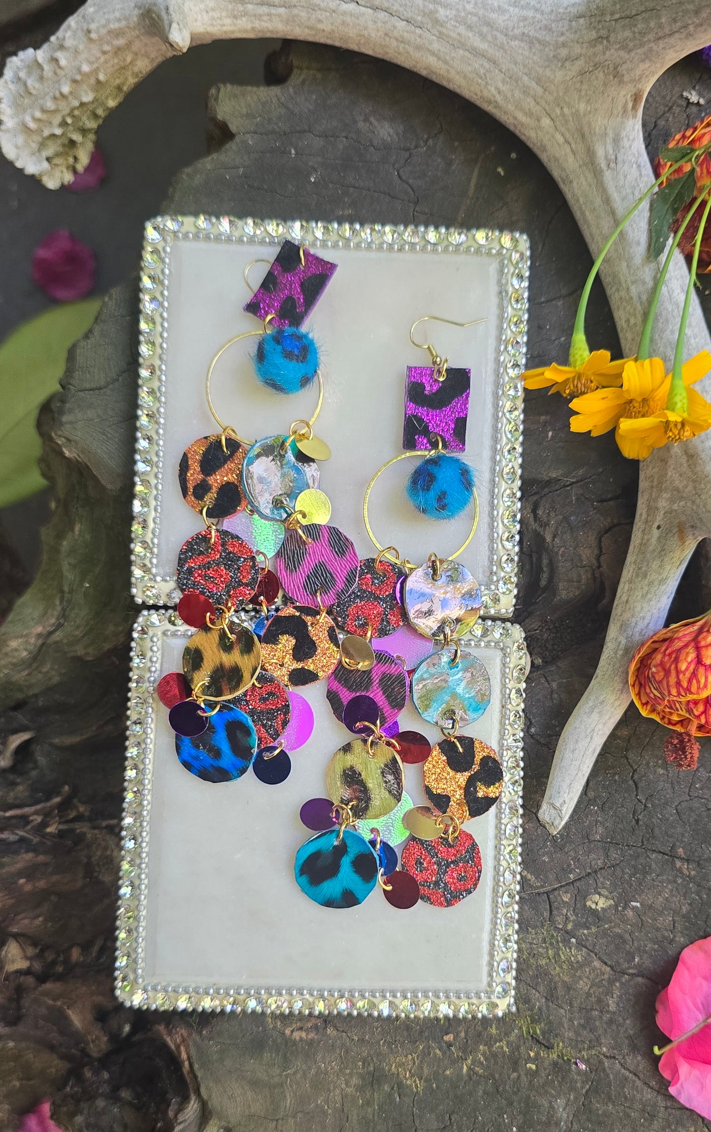 Susan - Multicolored Animal Print Funky Dangle Earrings