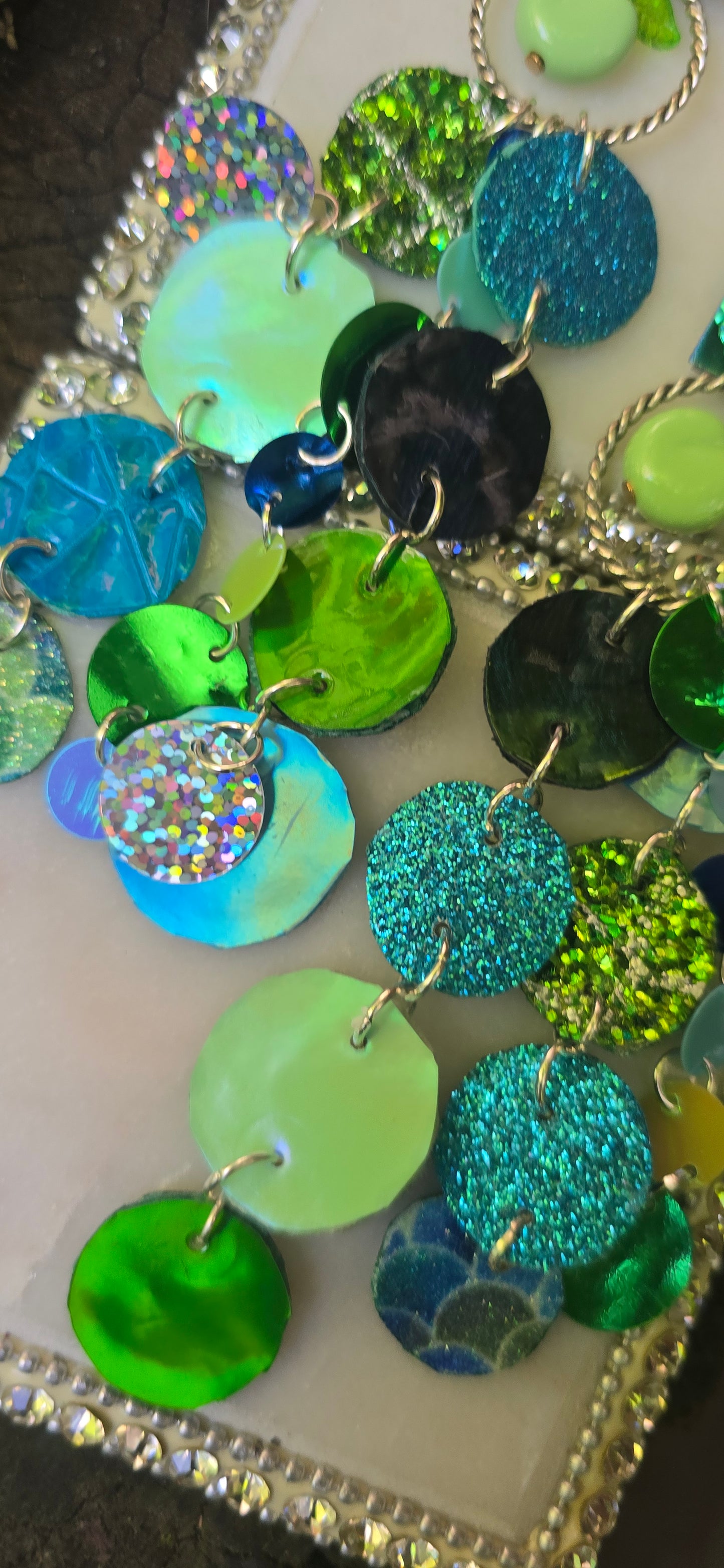 Sally - Blue Green Round Dangle Earrings