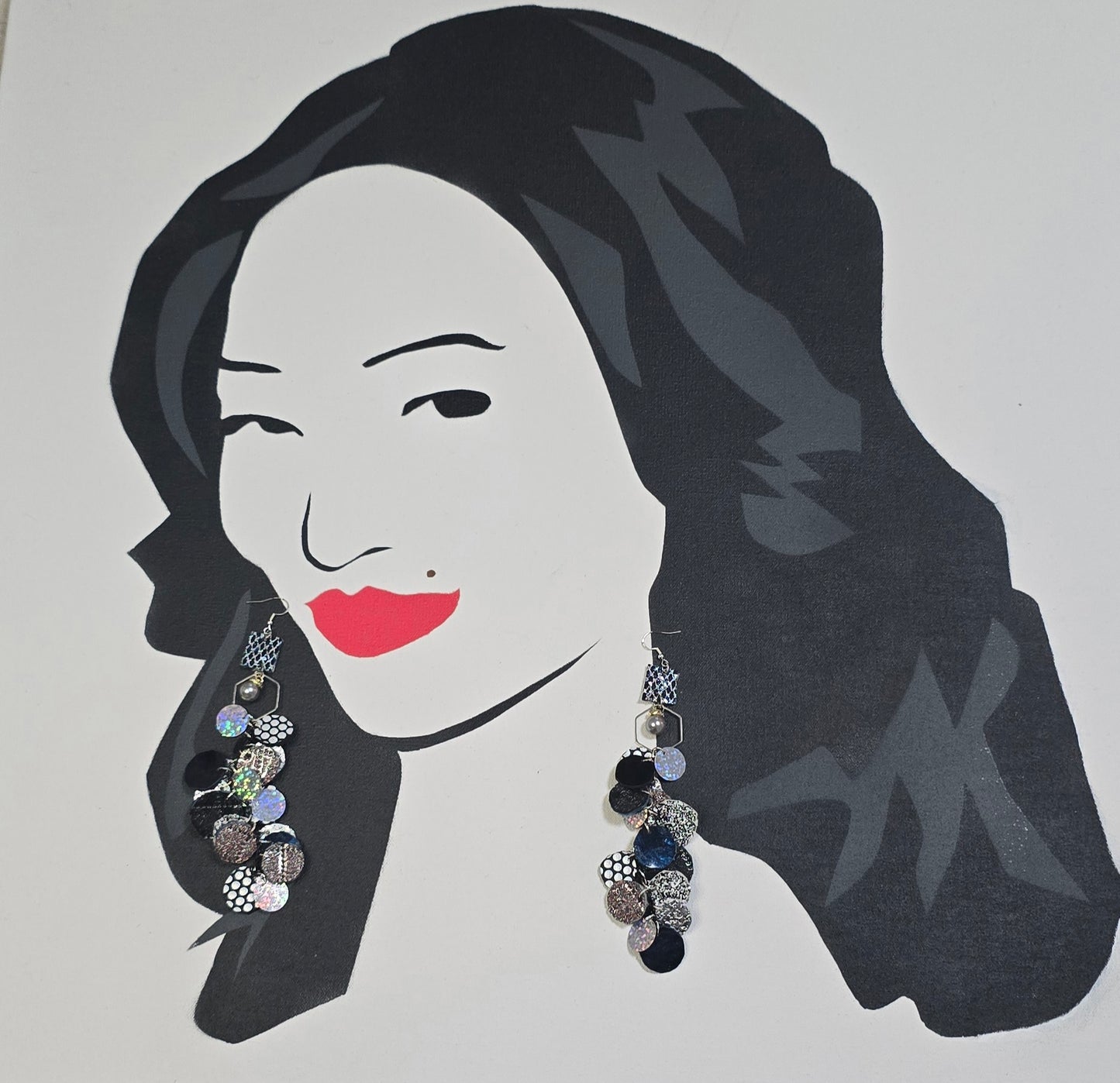 Krista - Black Polka-dot Round Earrings
