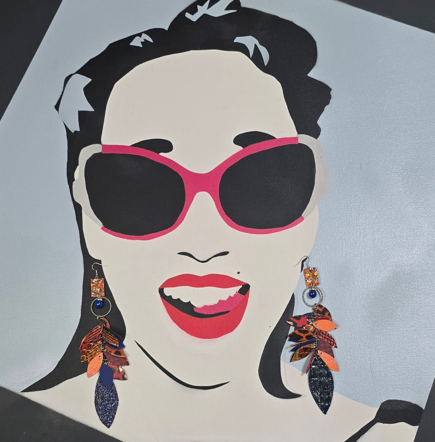 Mikayla - Blue Orange Teardrop Chandelier Earrings