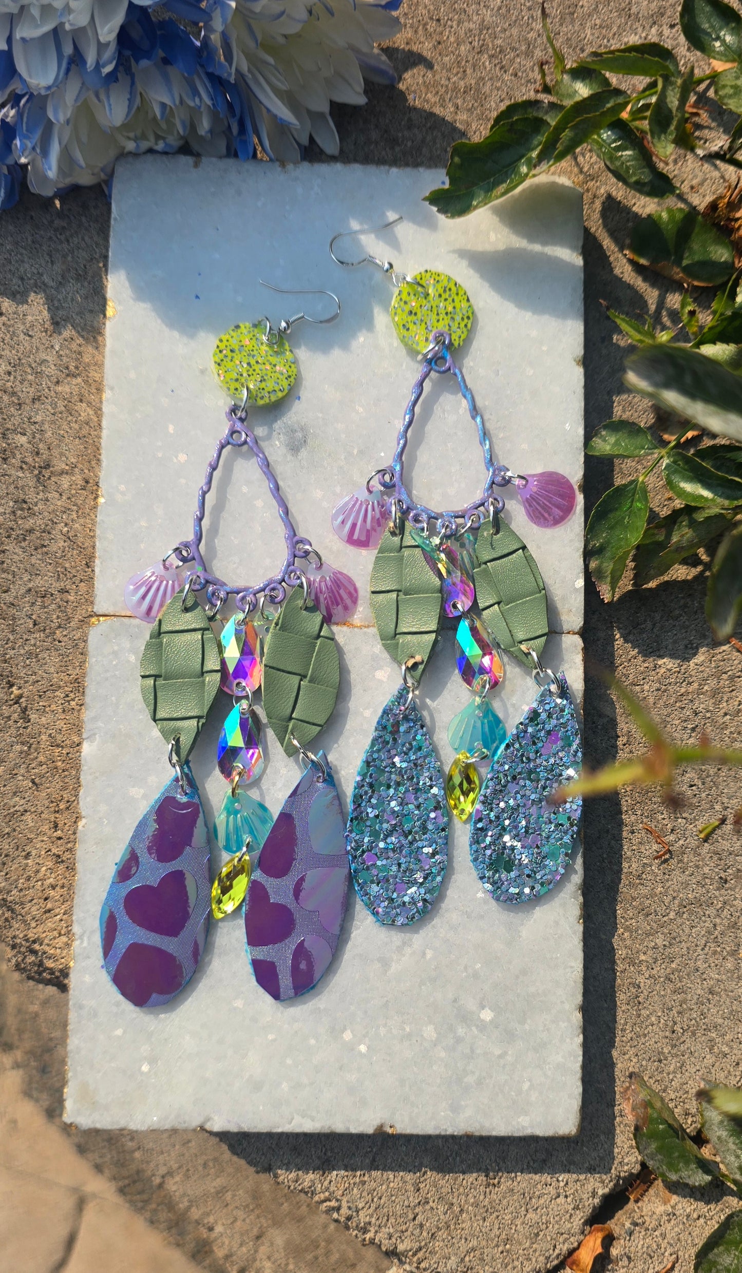 Anya - Purple Glittery Dangle Earrings