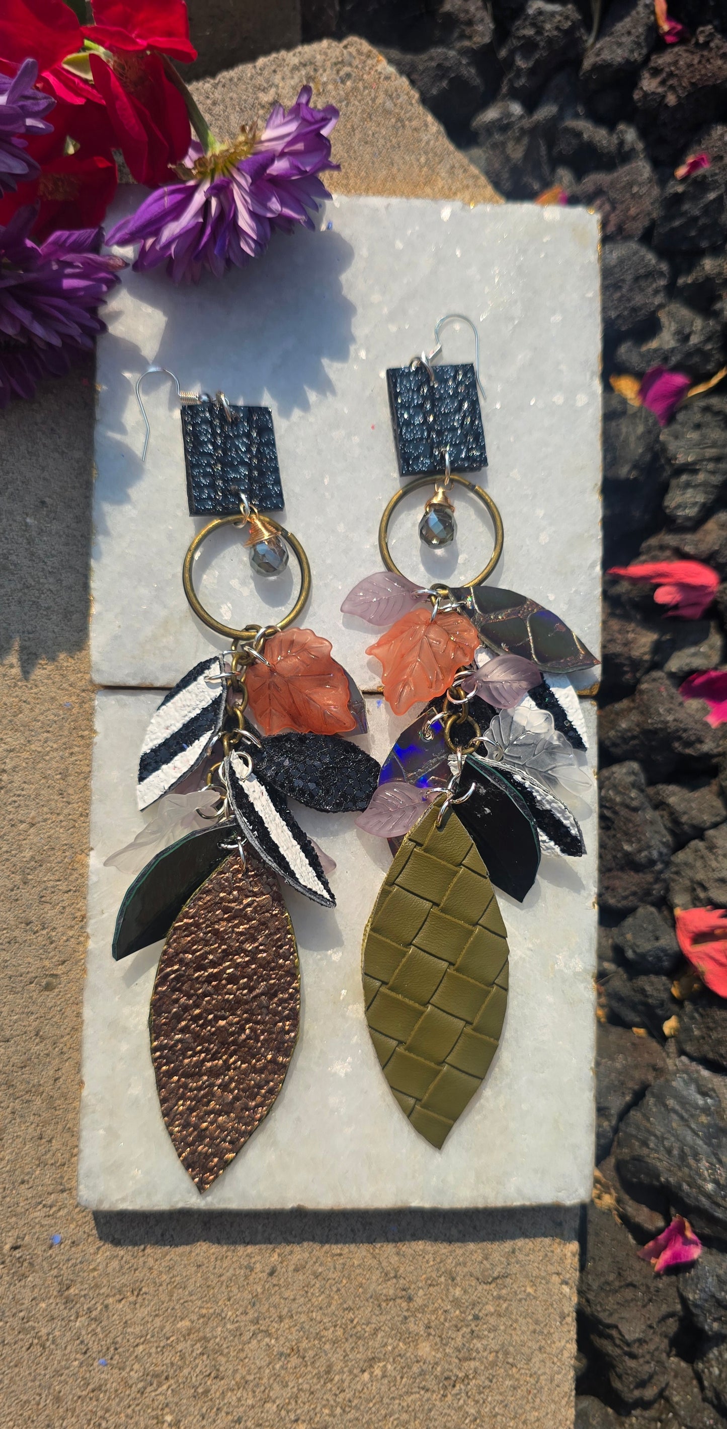 Alexa - Neutral Multicolored Chandelier Dangle Earrings