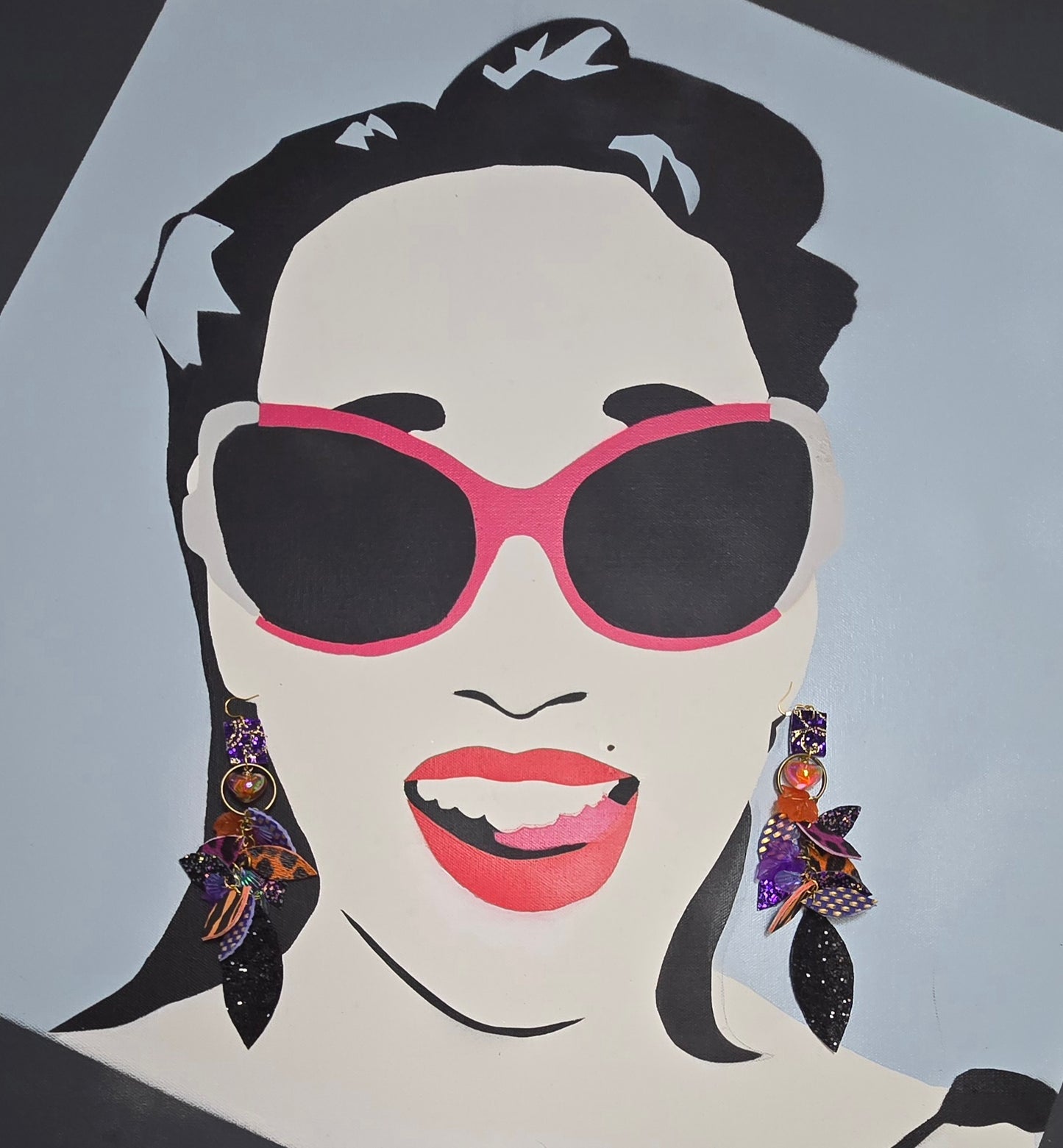 Raquel - Purple Orange Heart Dangle Earrings