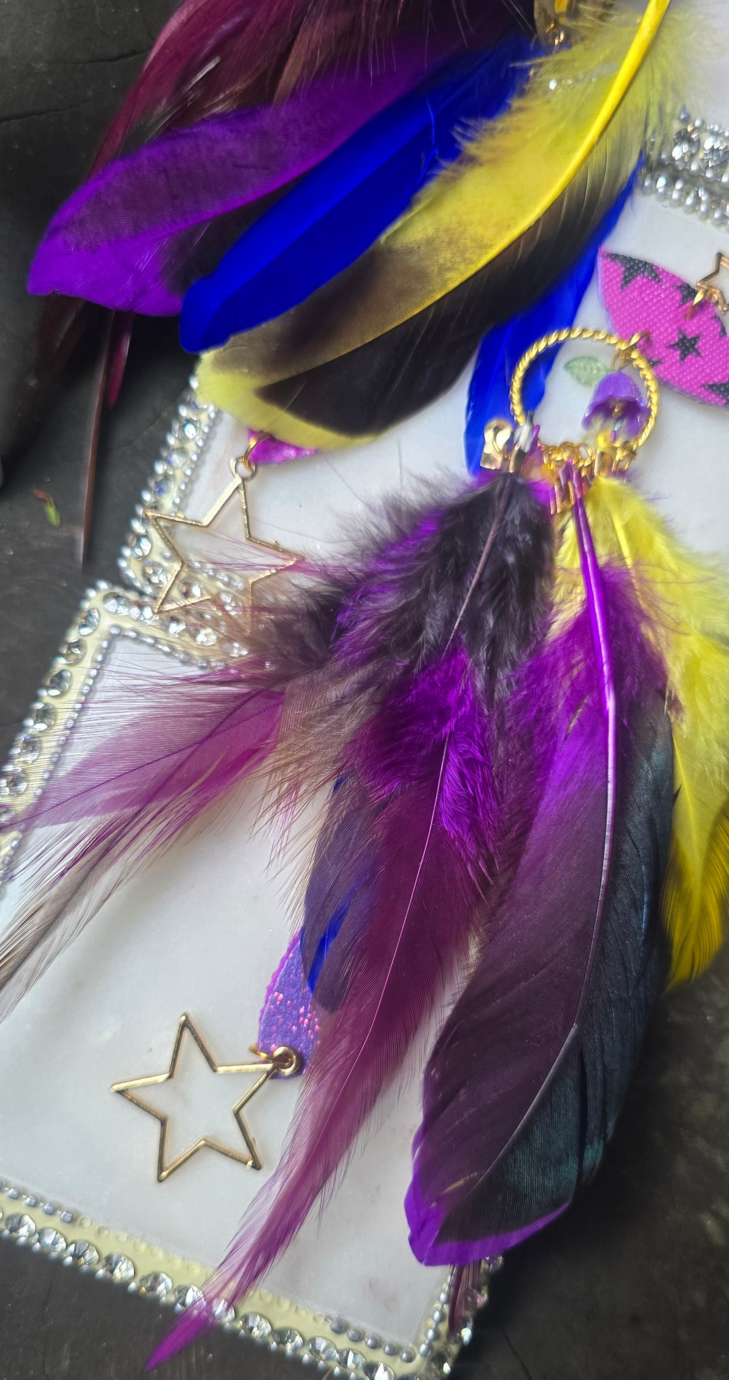 Janis - Sexy Purple Gold Butterfly Feather Earrings