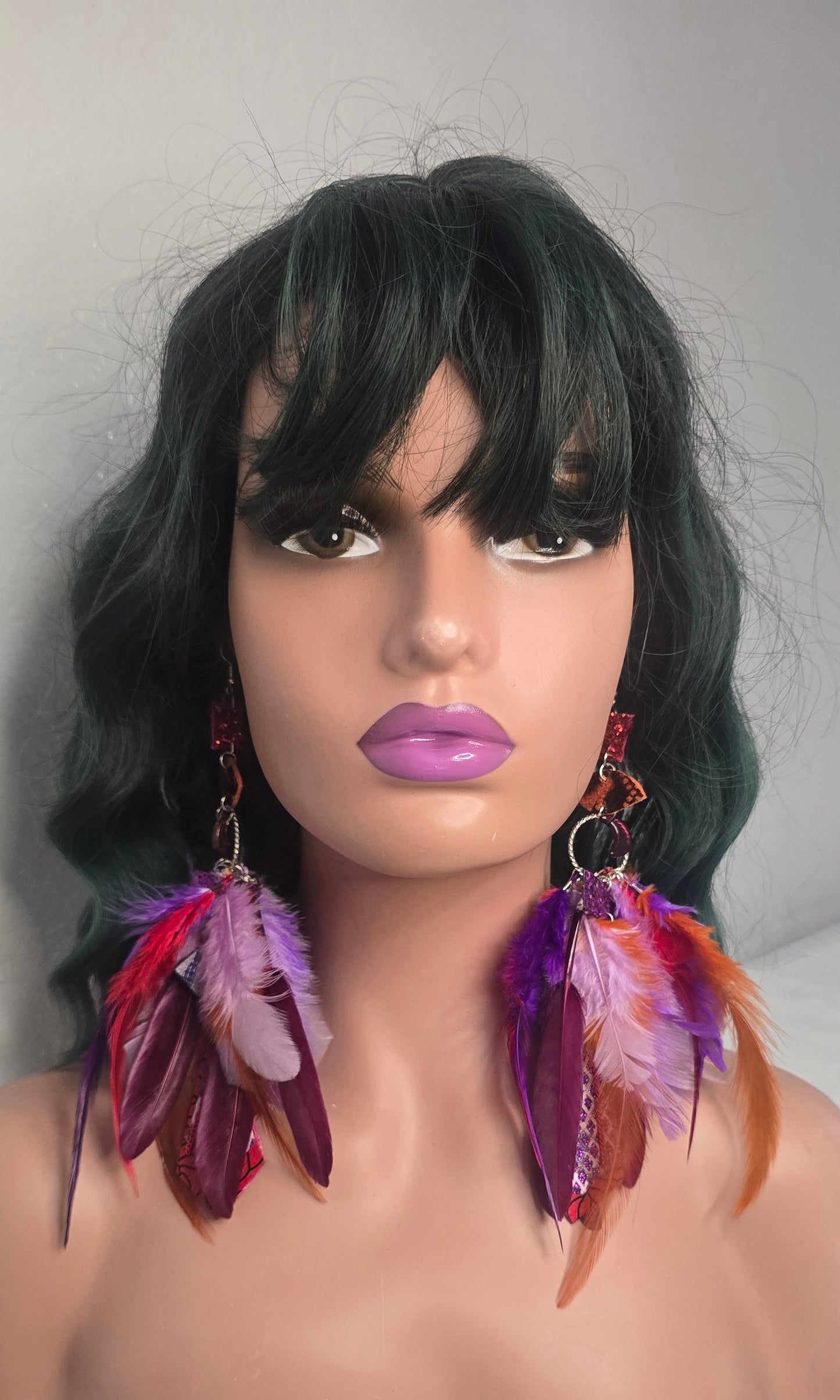Jodi - Purple Festival Feather Earrings