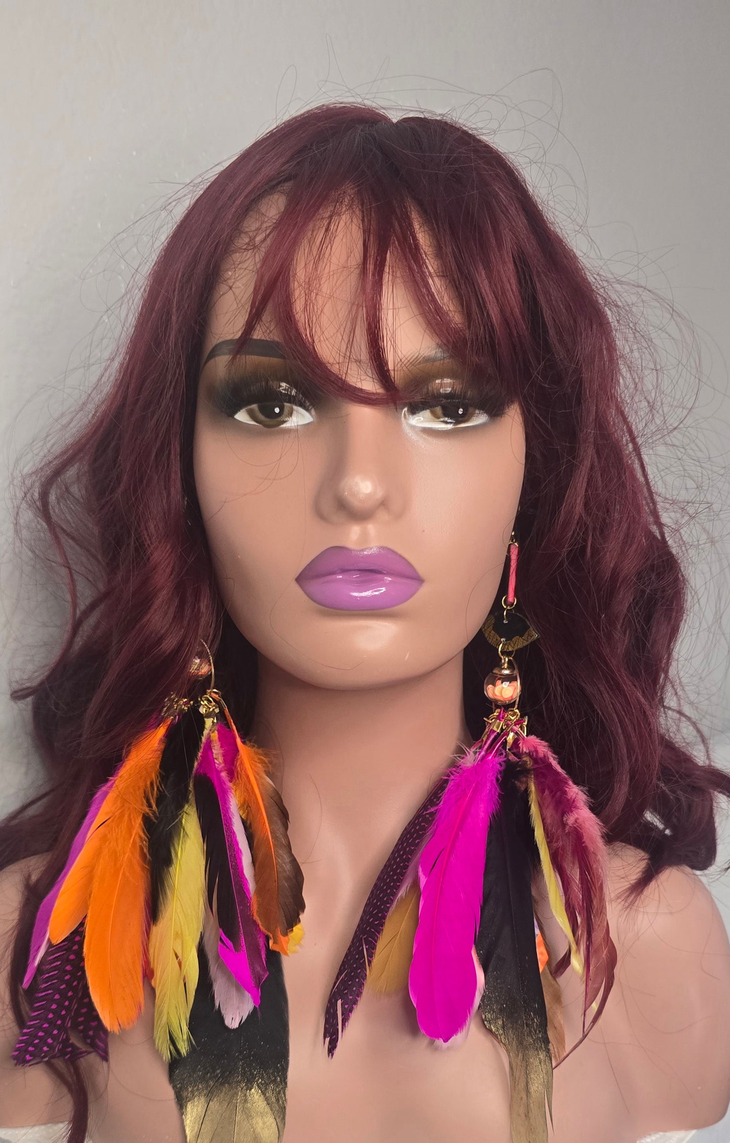 Gina - Bright Fun Butterfly Feather Earrings