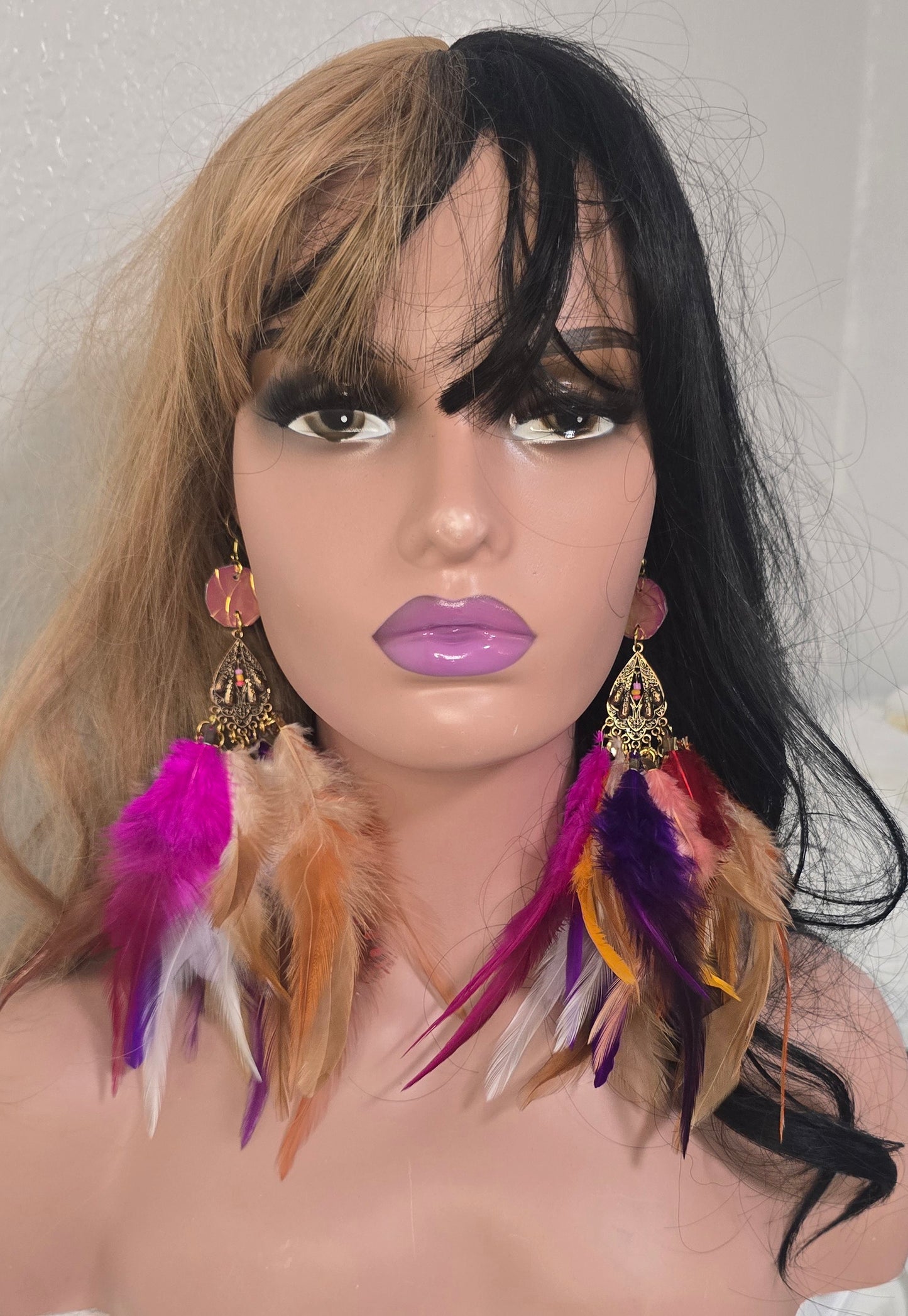 Lana - Hot Pink Festival Feather Earrings