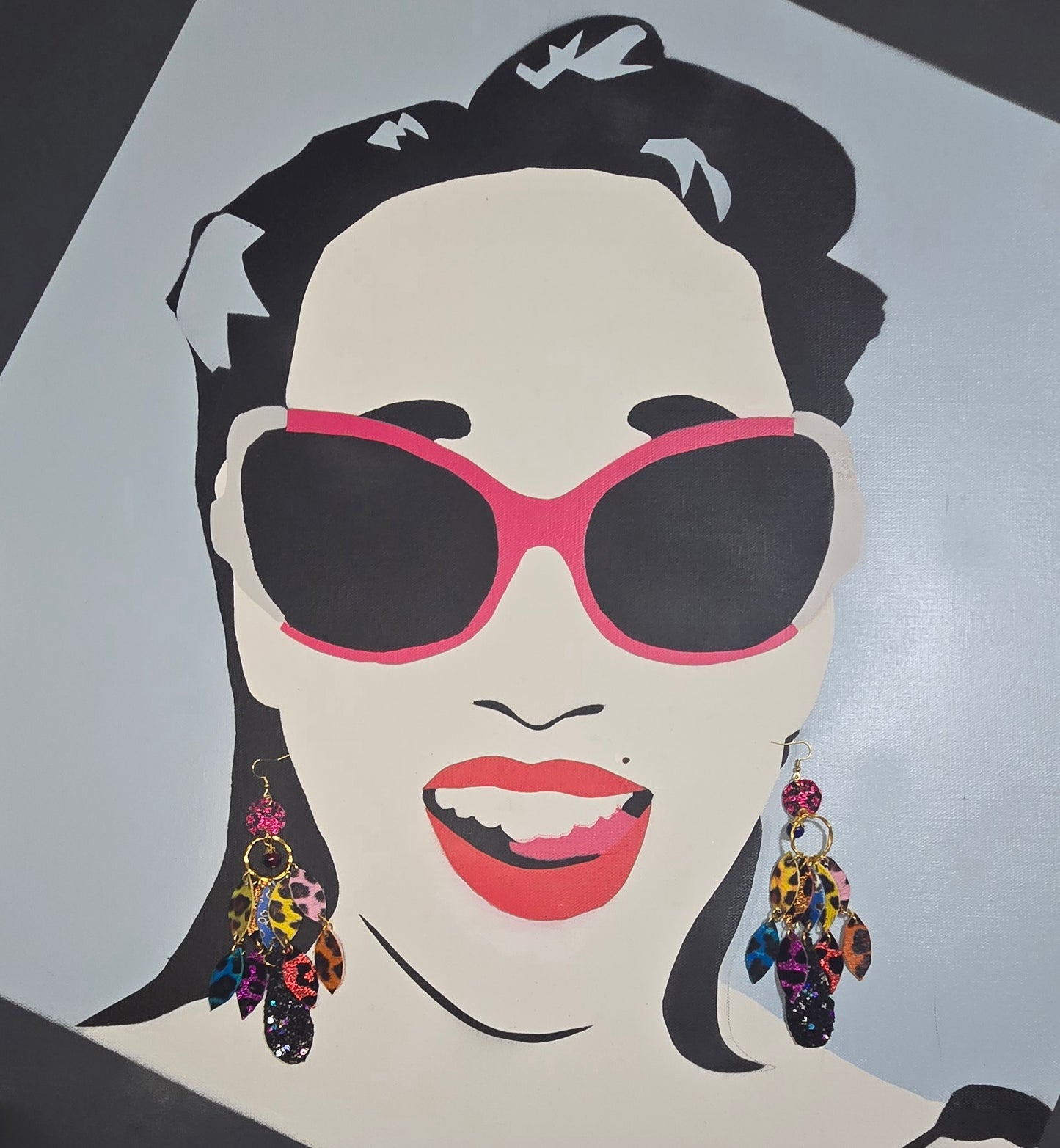 Bex - Multicolored Animal Print Chandelier Dangle Earrings