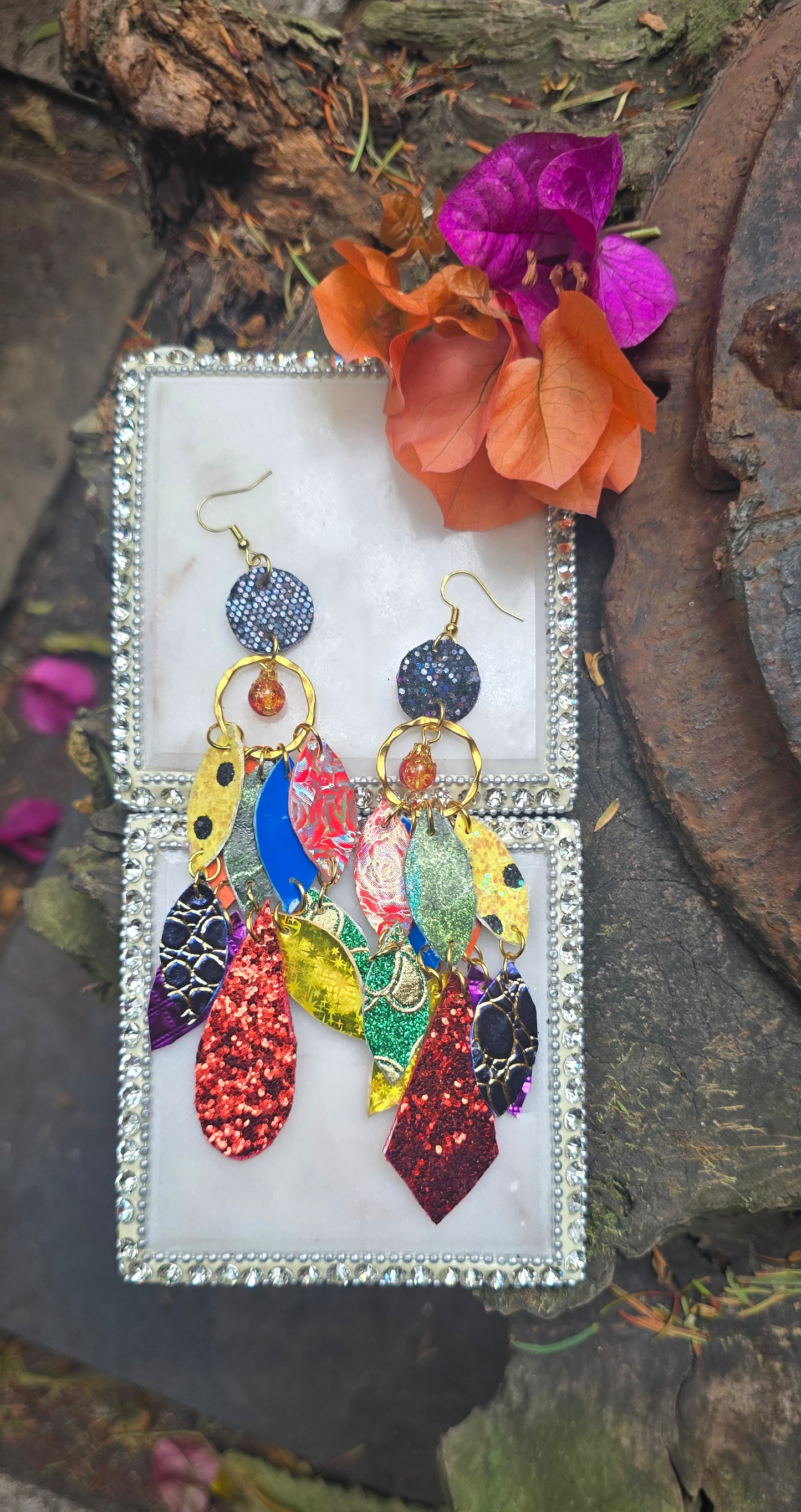 Lonni - Multicolored Rainbow Geometric Chandelier Earrings