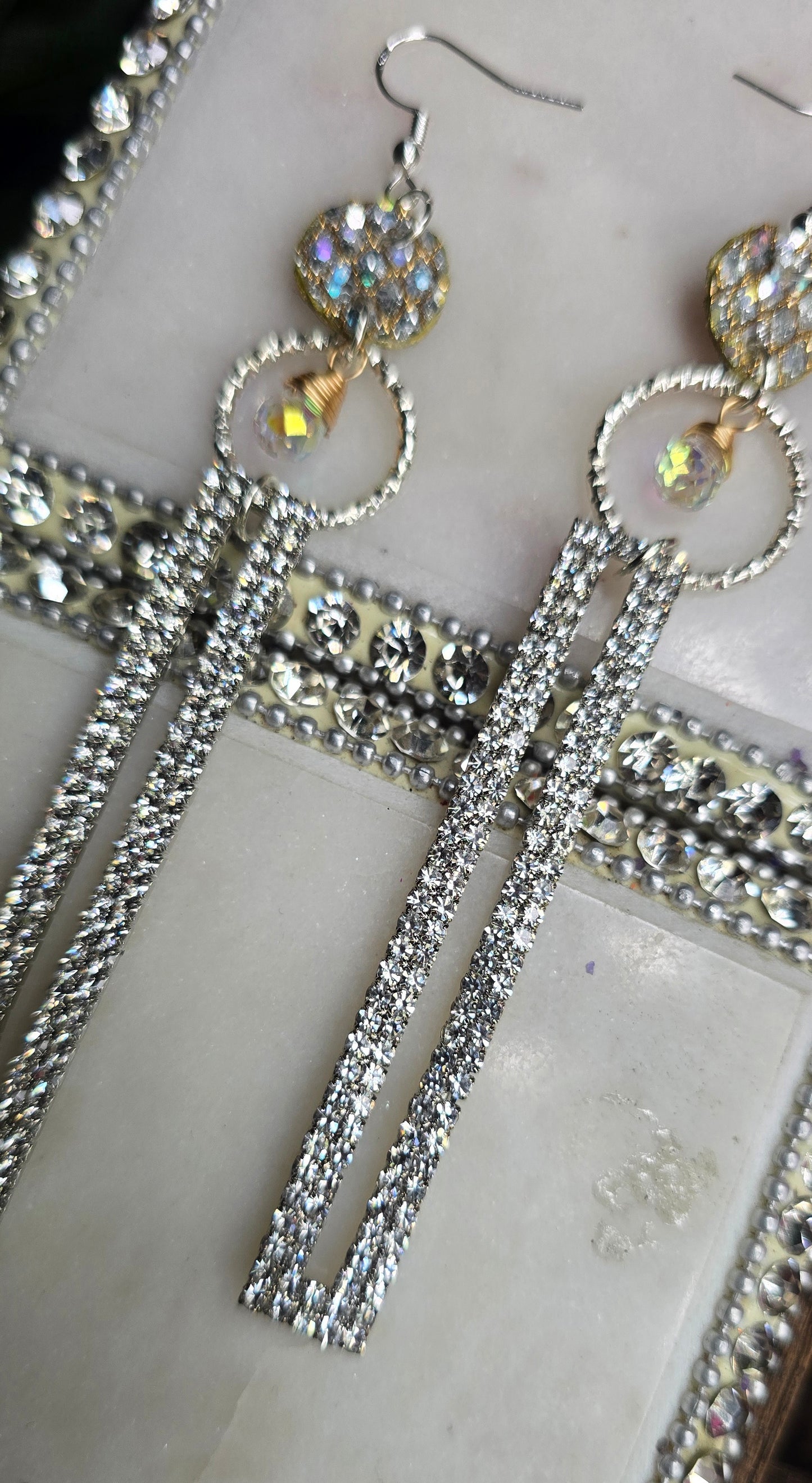 Cynthia - Rhinestone Dangle Earrings